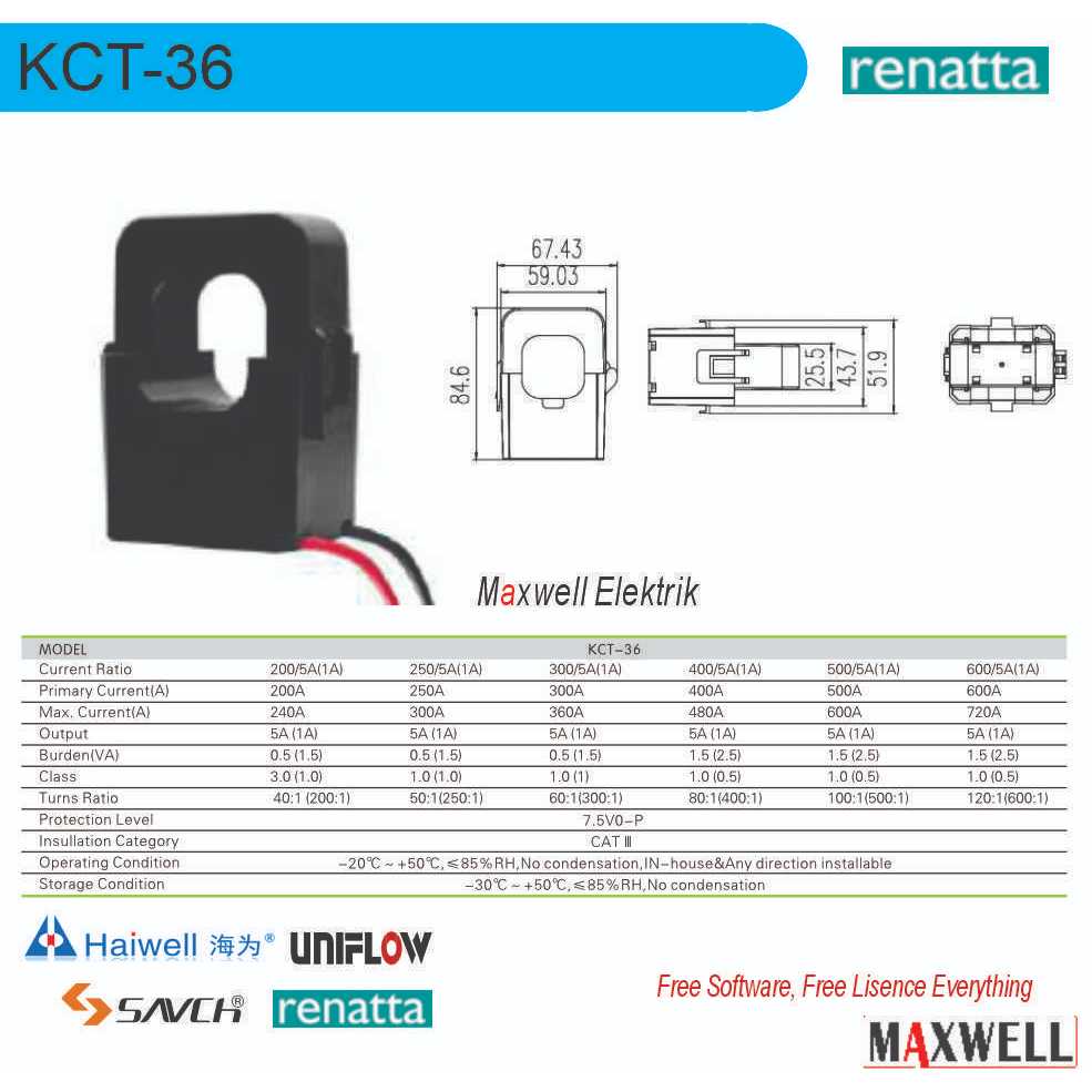 CT CLAMP 36mm 500/5A