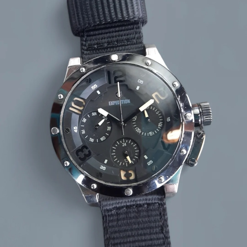 Jam Expedition 6381 B Tali Kain Bagus Mulus Bekas Bisa Cowok dan Cewek Pakai