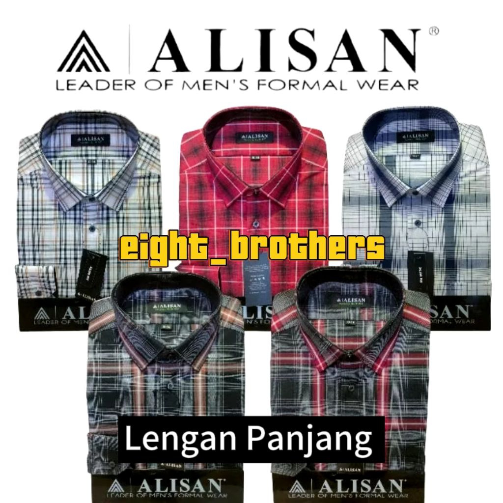 Kemeja Alisan Motif Kotak Lengan Panjang 100% Original