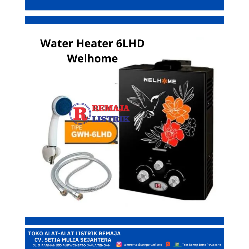 Water Heater Pemanas Air Otomatis Digital Welhome 6LHD