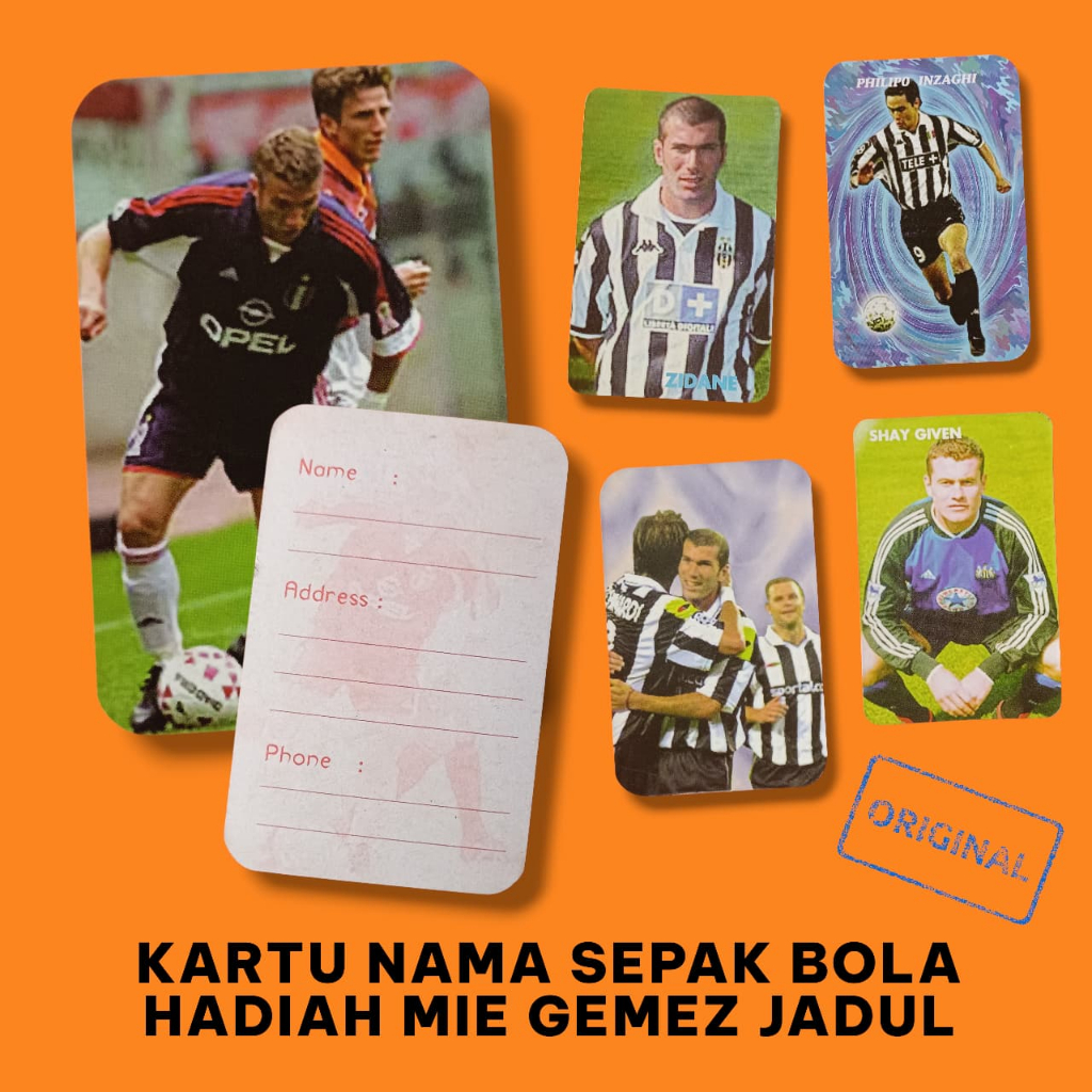 TAKE ALL 6 Kartu Nama Sepak Bola Tazos Mie Gemez Original Vintage Jadul Nostalgia Generasi 90an