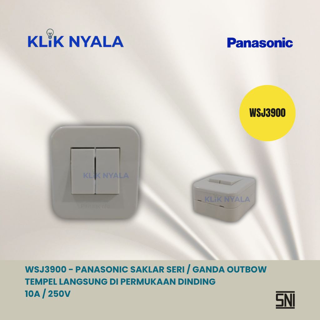 PANASONIC Saklar Seri Ganda Outbow WSJ3900 OB Tempel Dinding Alphacube - Double Switch 2 Gang 1 Way 