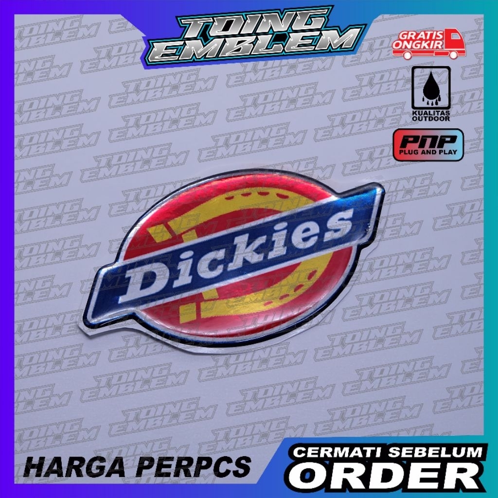 Emblem logo dickies / emblem timbul dickies / sticker dickies / stiker logo dickies / emblem 3d dick