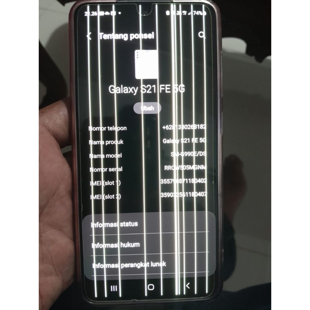lcd s21 fe 5g original cabutan