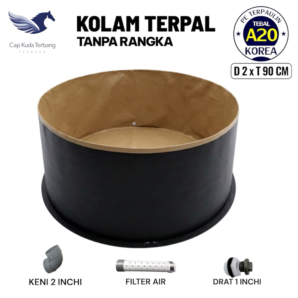 Kolam Bulat Tanpa Rangka Diameter 2 Tinggi 90 cm Kolam terpal tanpa rangka A20 Kolam Bulat Tanpa Ran