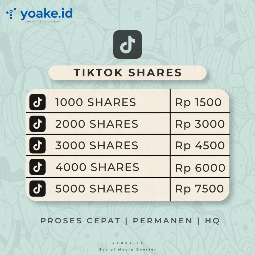 Tik Tok Shared Jasa Boost Share TikTok FYP Real Akun Permanen Mix Worldwide Proses Cepat & Murah