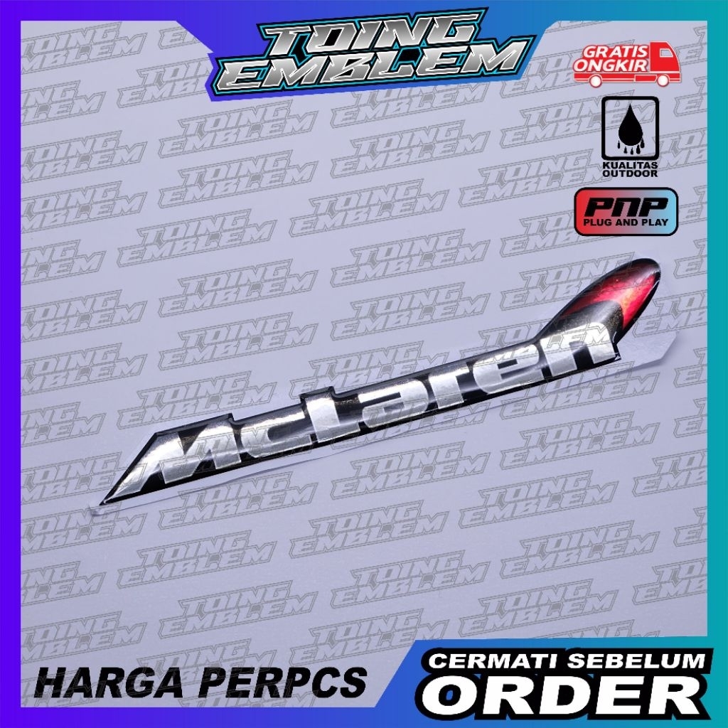 Emblem logo mclaren / emblem timbul mclaren / sticker mclaren / stiker logo mclaren / emblem 3d mcla