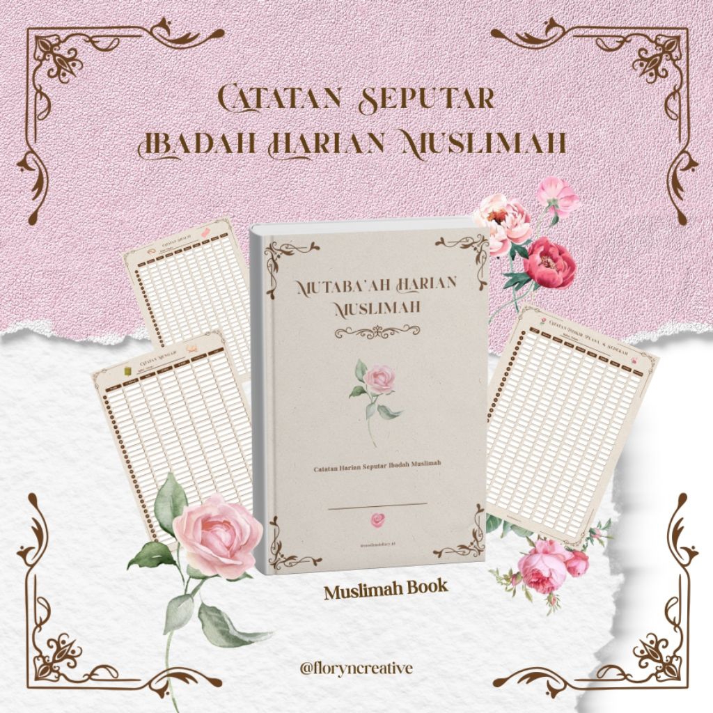Buku Catatan Ibadah Harian Muslimah (untuk 1 Tahun) | Buku Mutaba'ah Muslimah | Jurnal Ibadah Harian