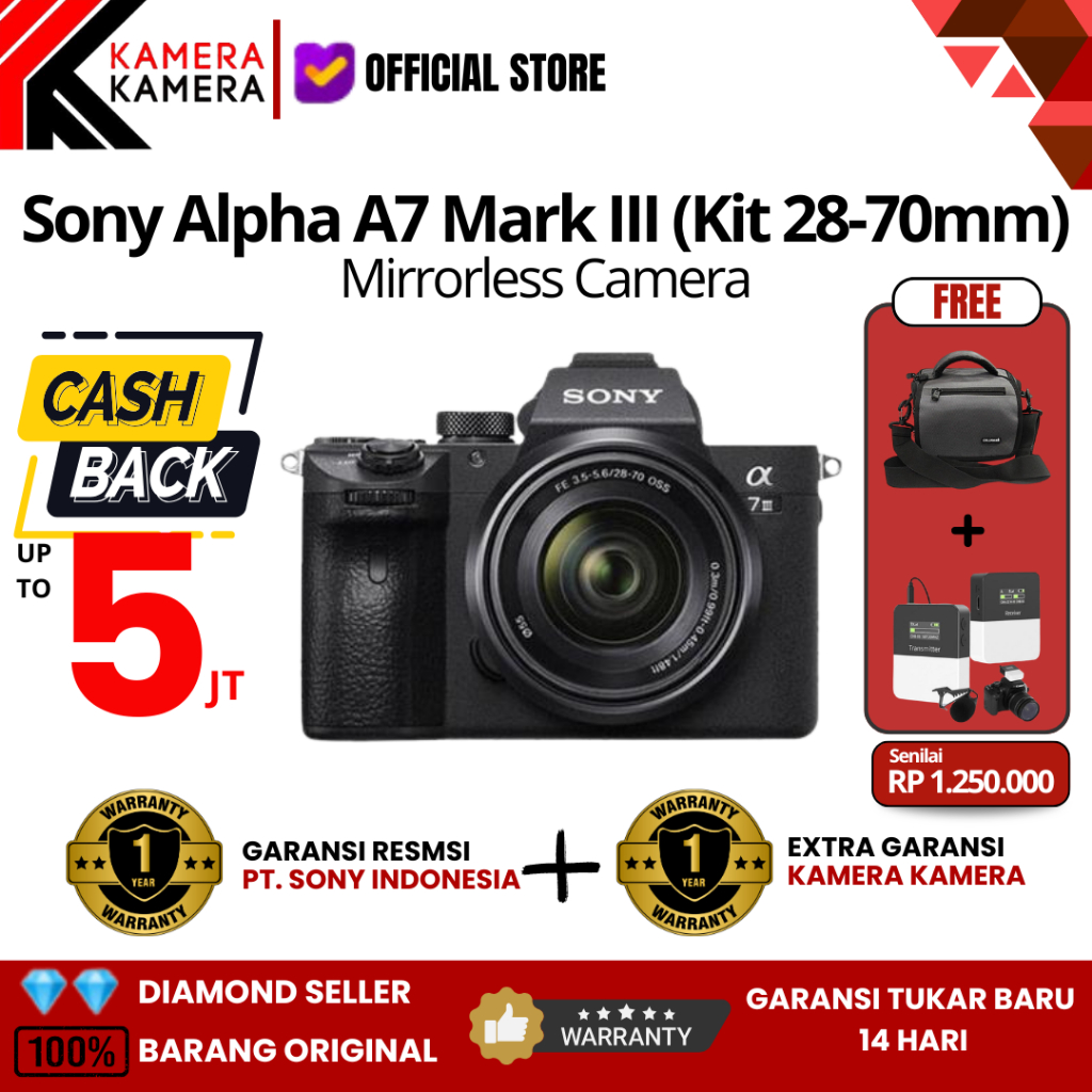 Sony Alpha A7 Mark III / 7 Mark 3 / A7III / A7 III Kit FE 28-70mm Kamera Mirrorless Garansi Resmi