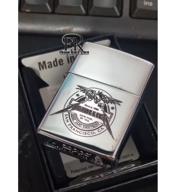 Korek zippo custom metallica bebas request bisa tambah nama hasil permanen