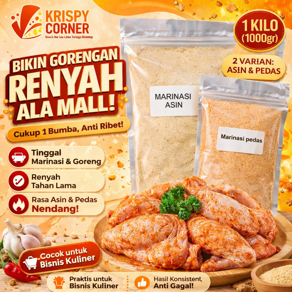 Bumbu Marinasi Ayam Shihlin Shilin Tepung Marinasi Ayam Kentucky Gurih / Pedas 1Kg
