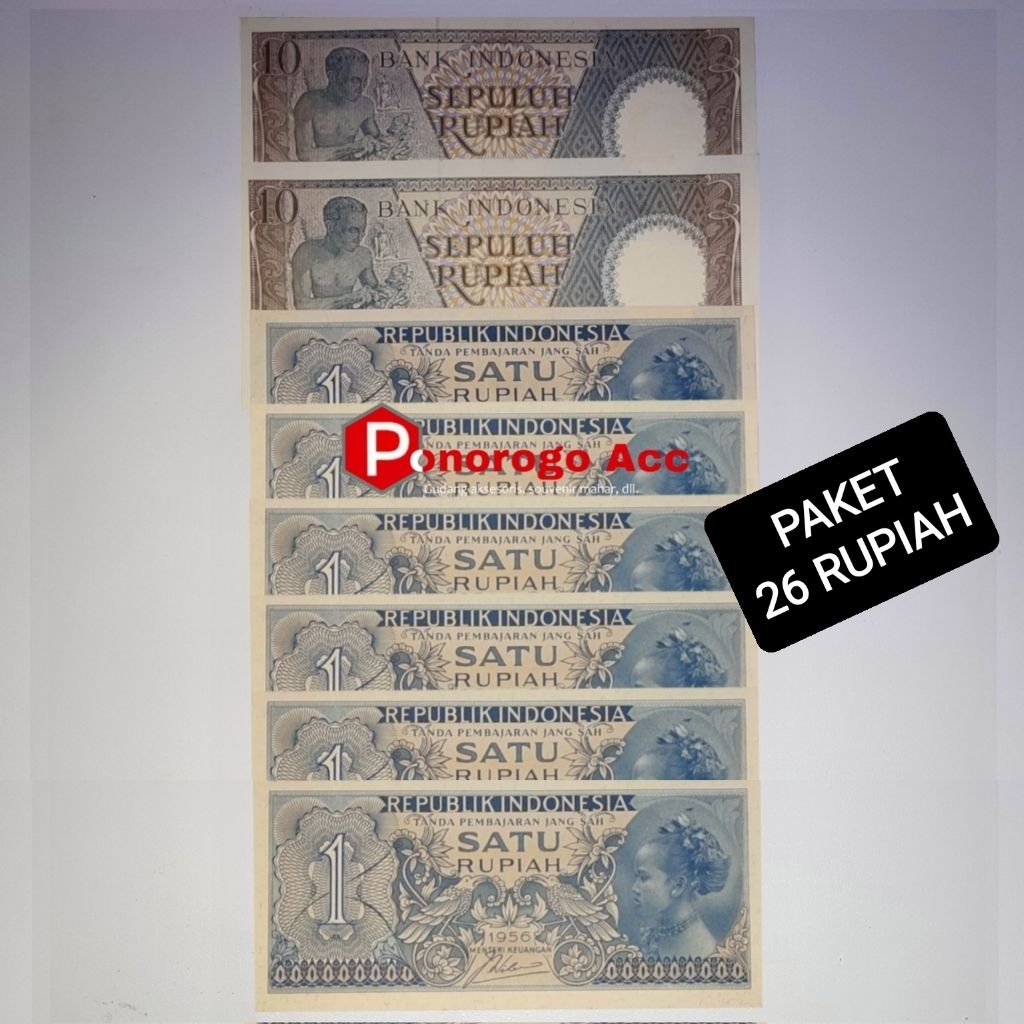 (GRESS/BARU) Paket uang lama 26 Rupiah seri pekerja dan suku bangsa 10 rupiah dan 1 rupiah