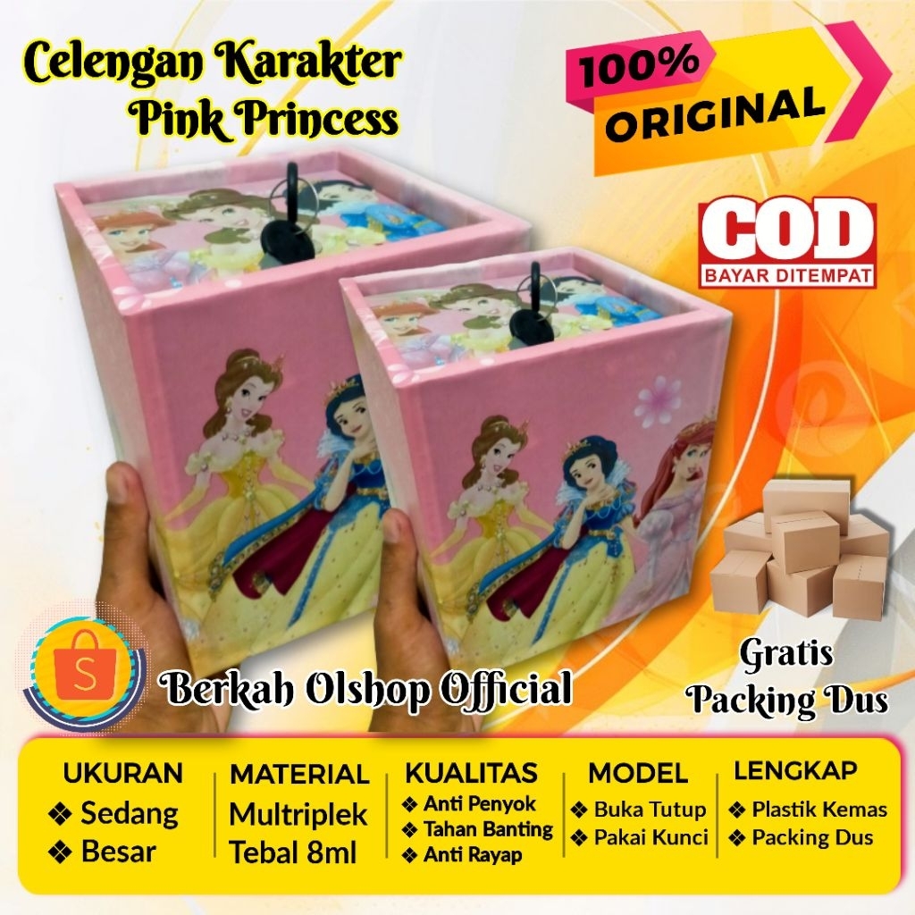 Celengan Karakter Princess (Besar Pakai Kunci) - Celengan Kunci Gembok - Kado Ulang Tahun