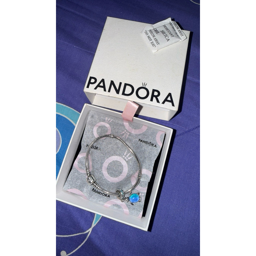 gelang + charm pandora original size 17cm