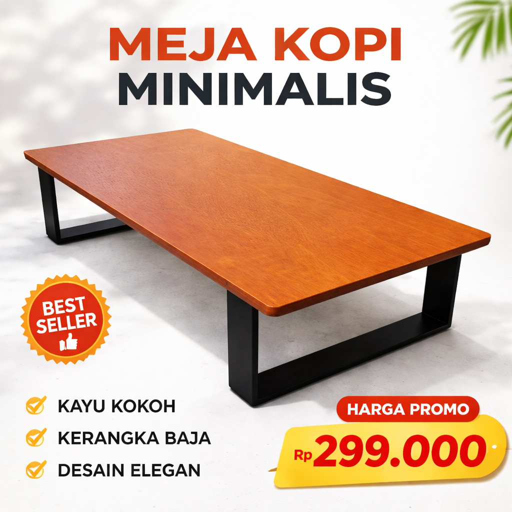 Meja Lesehan Minimalis Kayu Jati 120x70x40cm