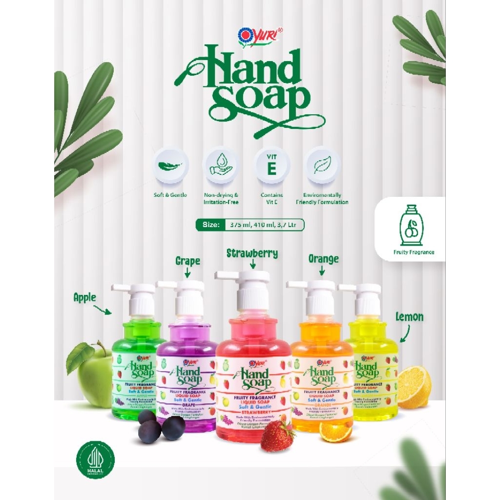Yuri Liquid Hand Soap 410ml Fruity Fragrance
