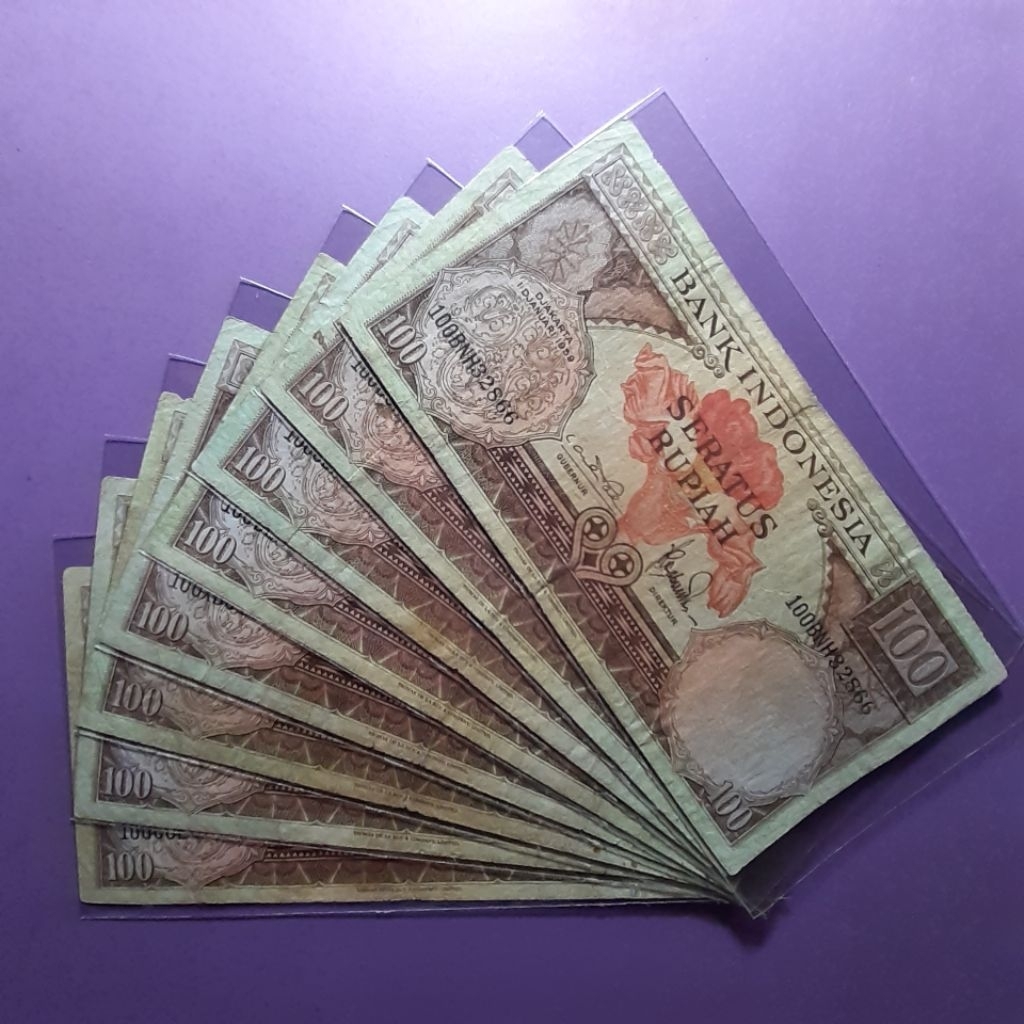 Uang kuno 100 rupiah seri bunga tahun 1959