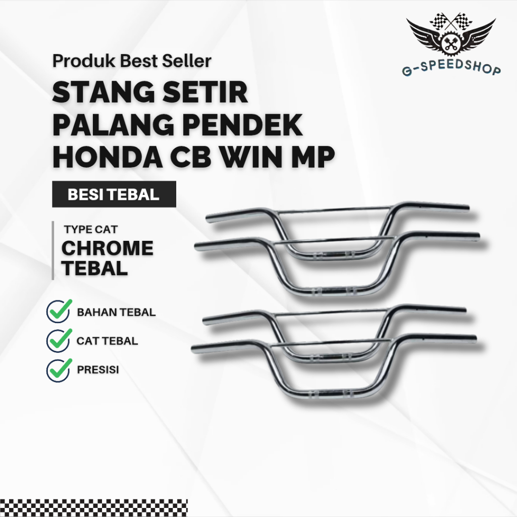 Stang Setir Palang Pendek CB WIN 100 Bahan Tebal Finishing Chrome