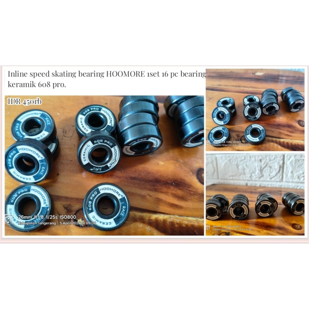 Hoomore Inline Speed Skating Bearing 1 set isi 16pc Bahan Ceramic 608 pro Bearing keramik untuk sepa