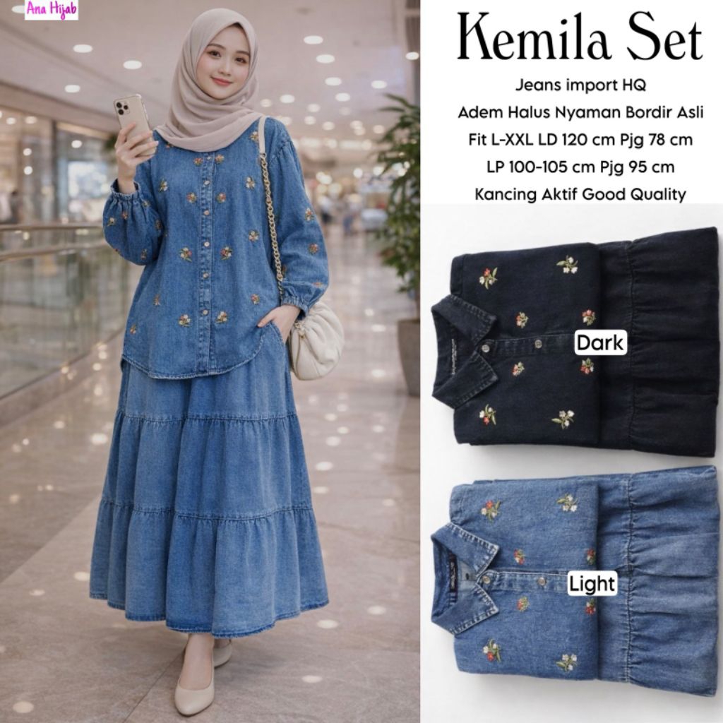 SETELAN JEANS WANITA/SET ROK JEANS/BAJU DAN ROK LEVIS