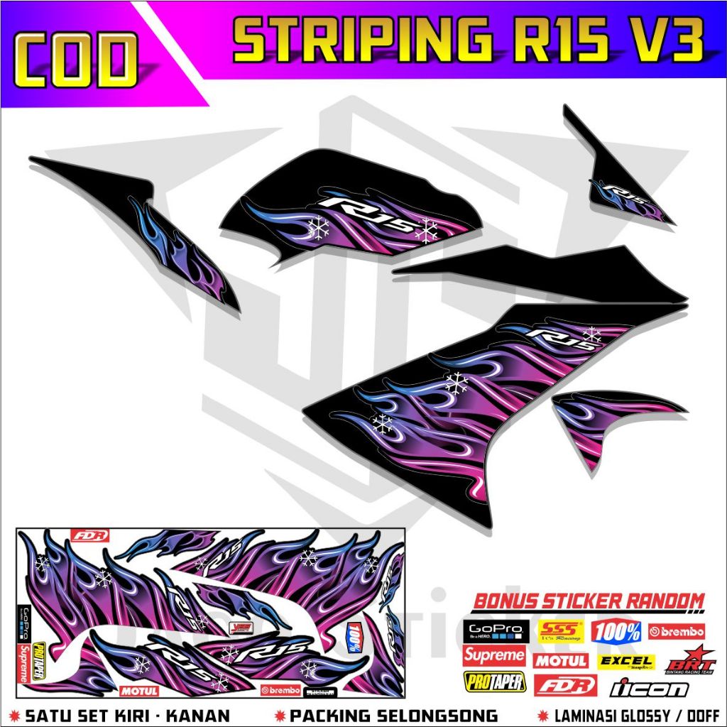 STIKER STRIPING YAMAHA R15 V3 API / Striping R15 V3 Variasi Sticker Stiker Skotlet Motor List YAMAHA