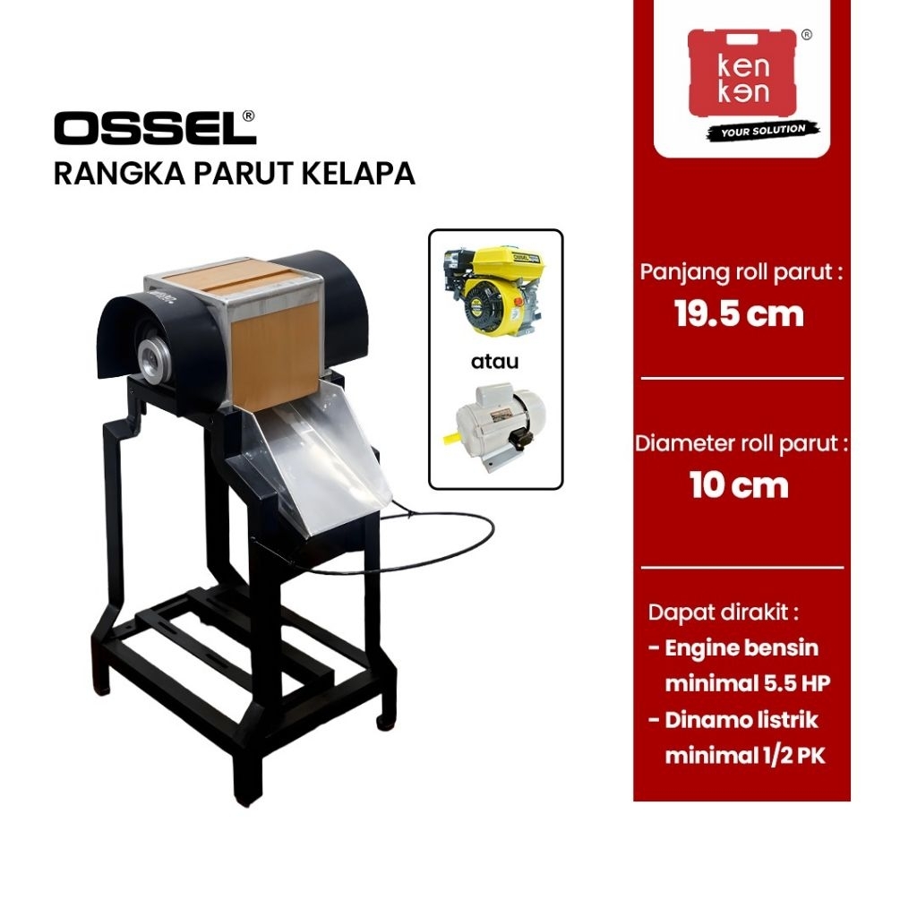 Ossel - Rangka Mesin Parut Kelapa | Pemarut Kelapa | Parutan Kelapa | Tanpa Penggerak | Gratis Peti 
