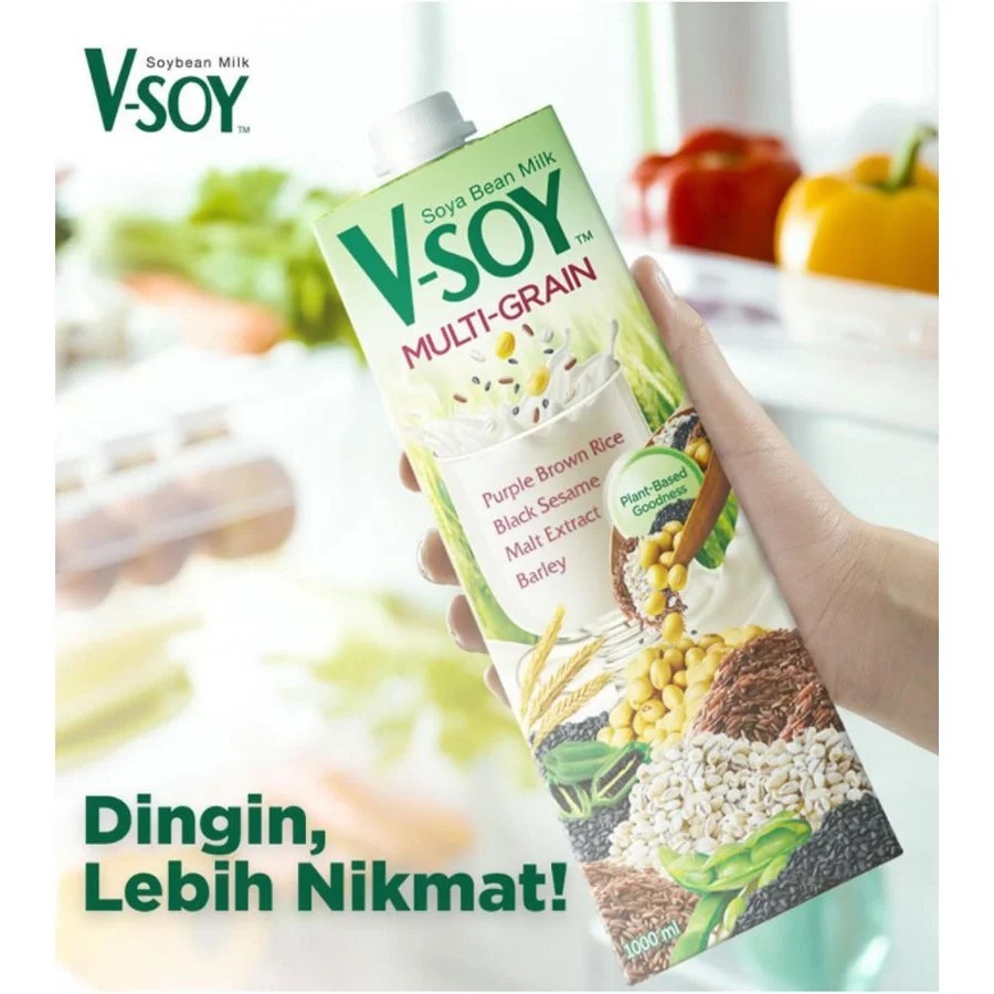 V-SOY Multigrain UHT 1000ML | Susu Kedelai Multigrain Soy Milk UHT