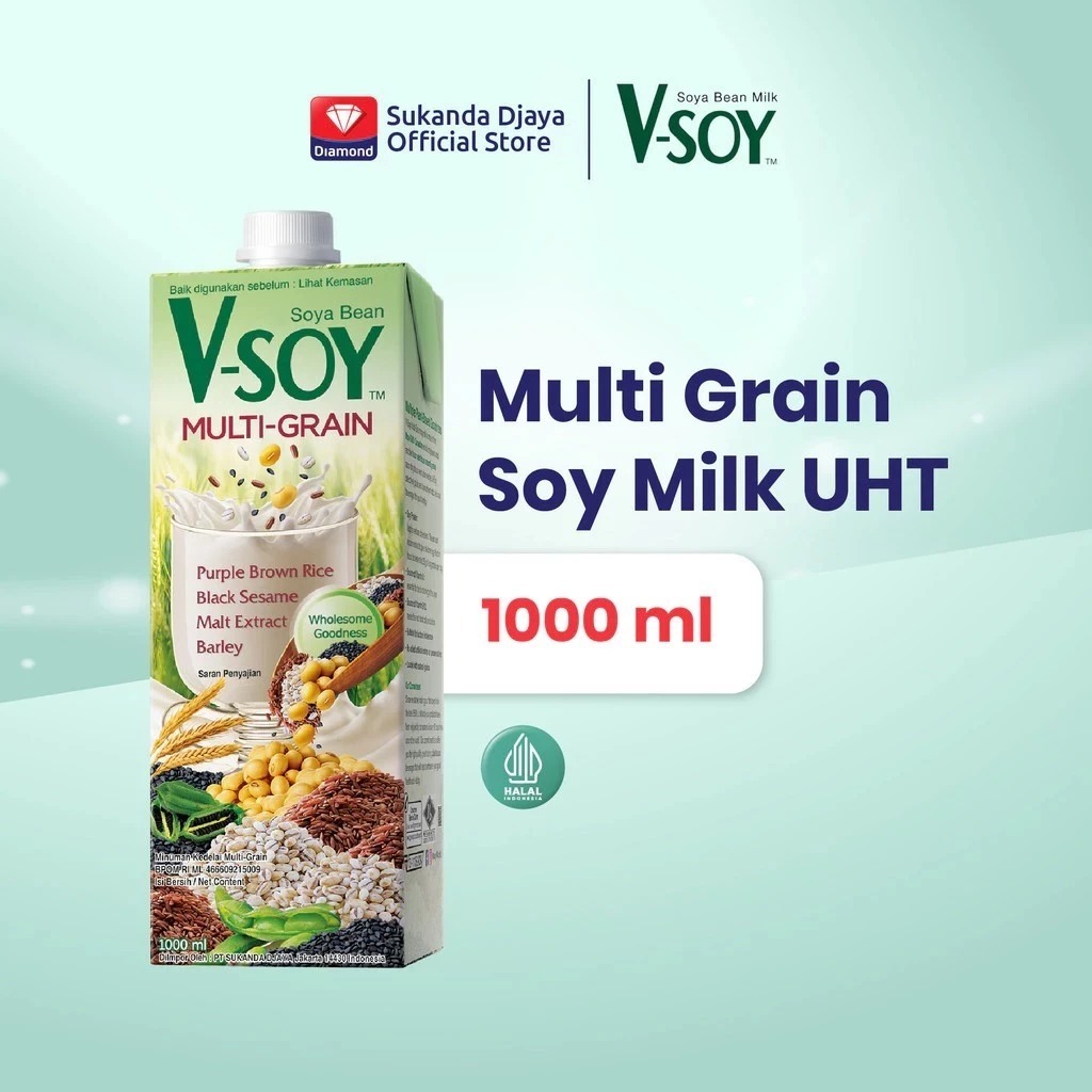 V-SOY Multigrain UHT 1000ML | Susu Kedelai Multigrain Soy Milk UHT Grosir TERMURAH