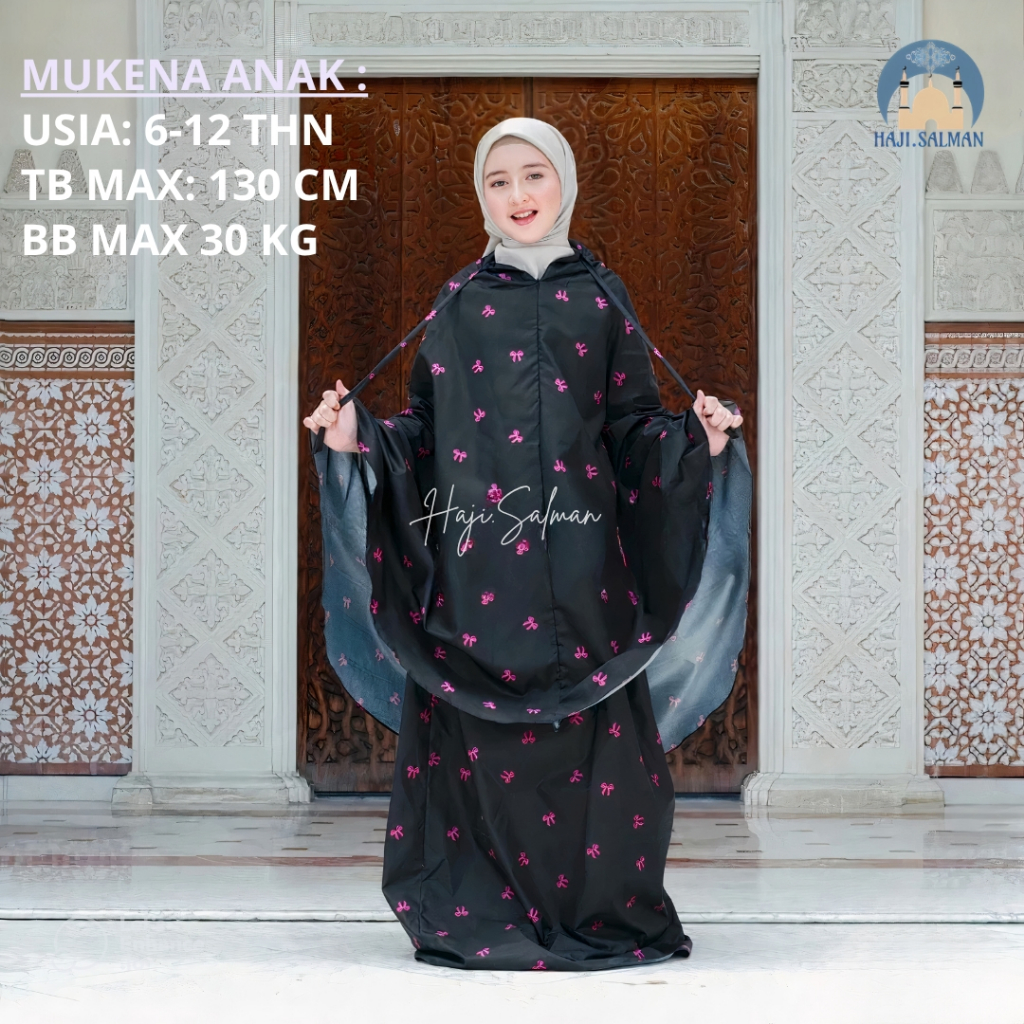 HAJI.SALMAN MUKENA ANAK HAURA PITA COQUETTE 2IN1 TRAVEL KATUN MIKRO