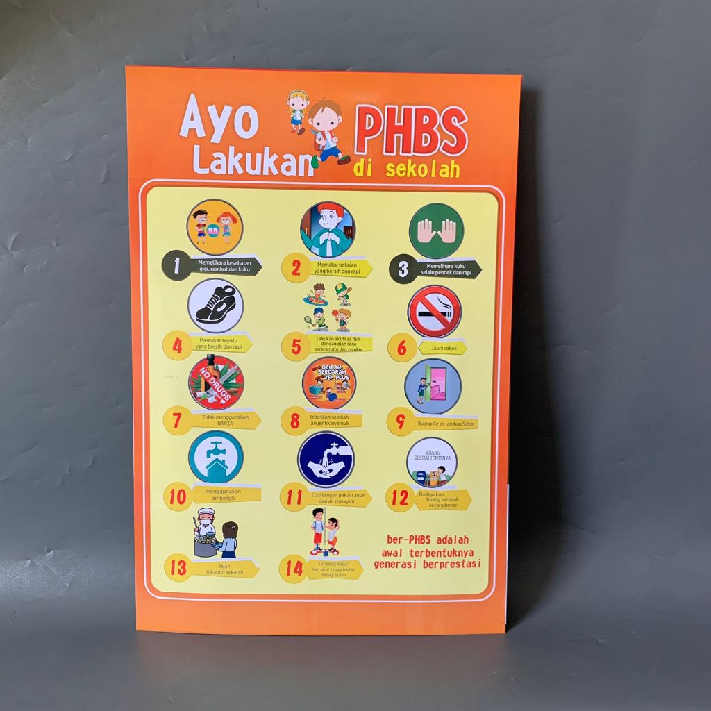 Poster PHBS Sekolah, PHBS Anak Sekolah, Poster LAMINASI GLOSSY