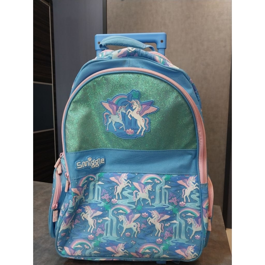 Smiggle Unicorn Trolley Backpack with Light Up Wheels