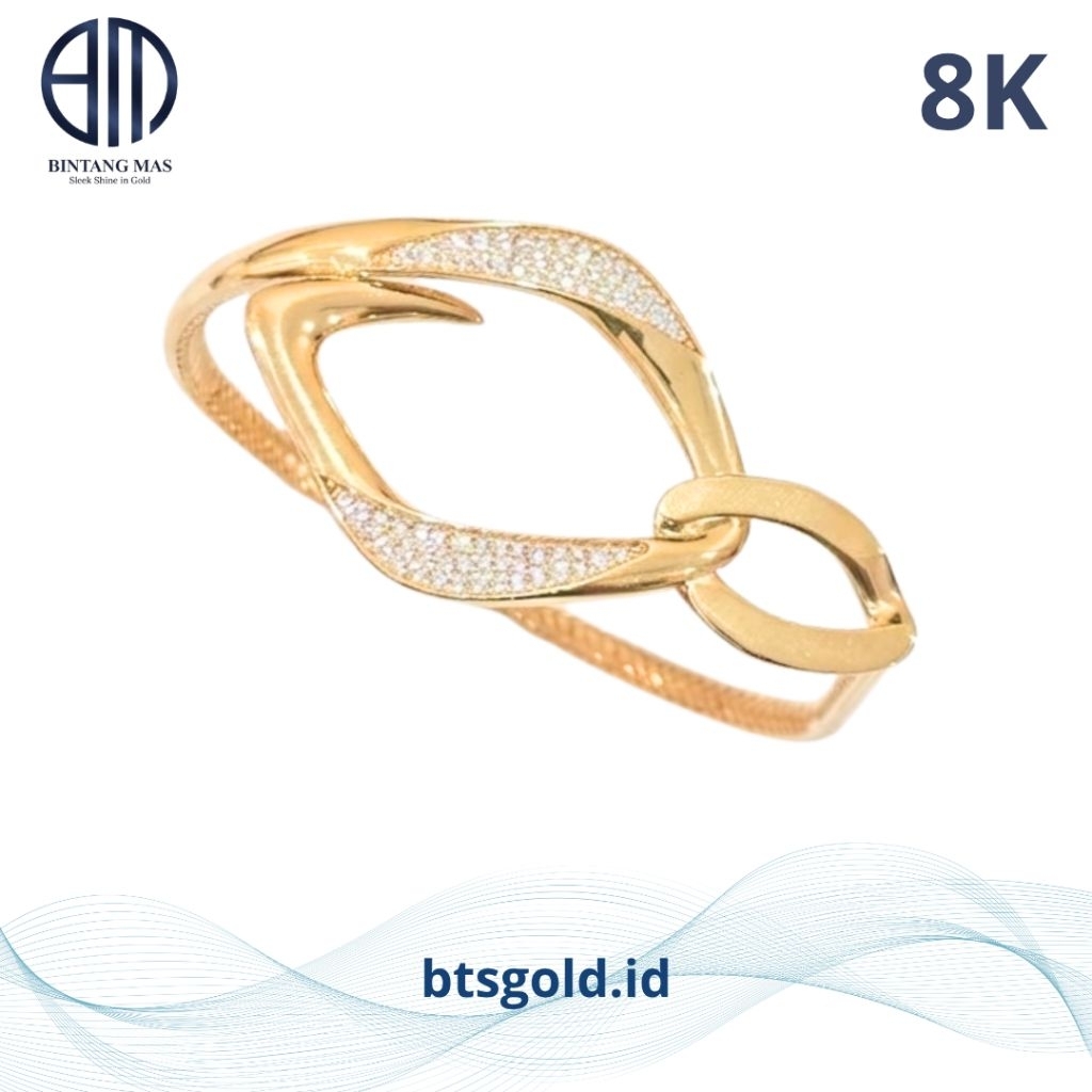 Gelang Emas Bangle Permata Putih | 8K