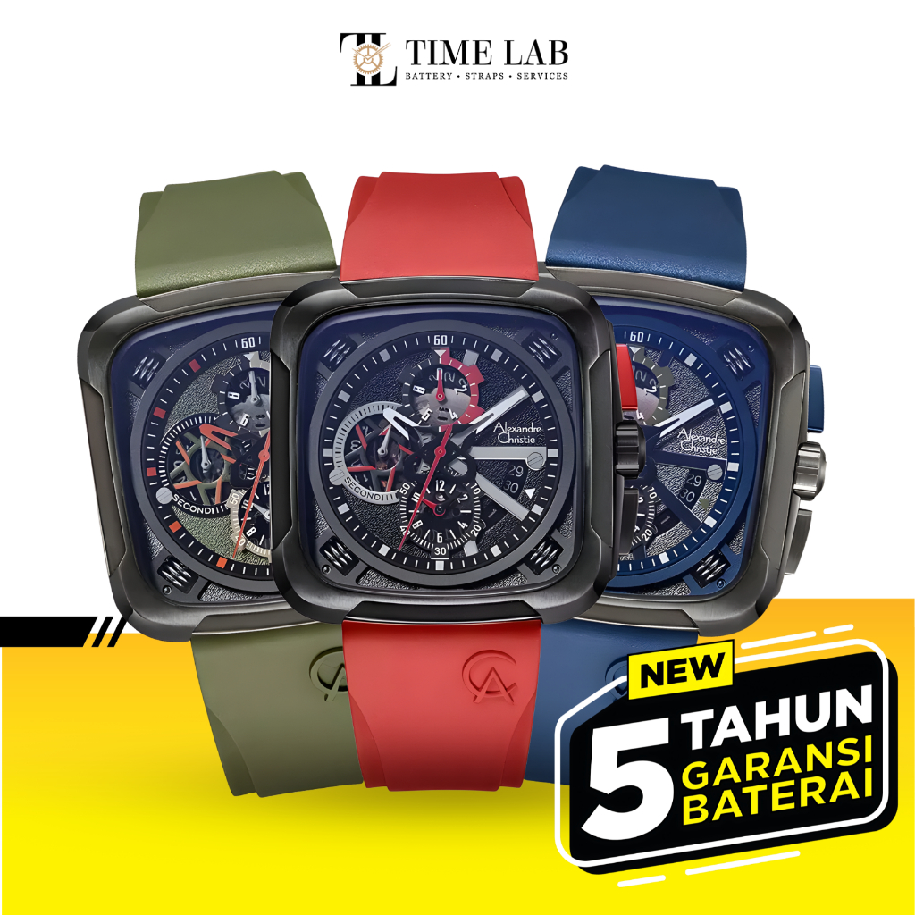 JAM TANGAN PRIA ALEXANDRE CHRISTIE AC6577 / AC 6577 CHRONOGRAPH RUBBER  ORIGINAL GARANSI RESMI TIMEL