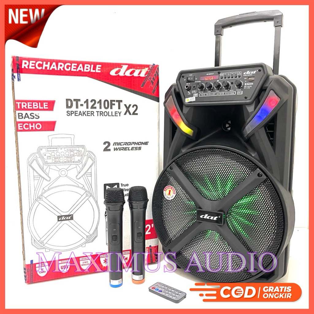 Promo Audio SPEAKER PORTABLE WIRELESS DAT DT 1210 FT x2 ORIGINAL 12 INCH BLUETOOTH DAT 1210FT X2