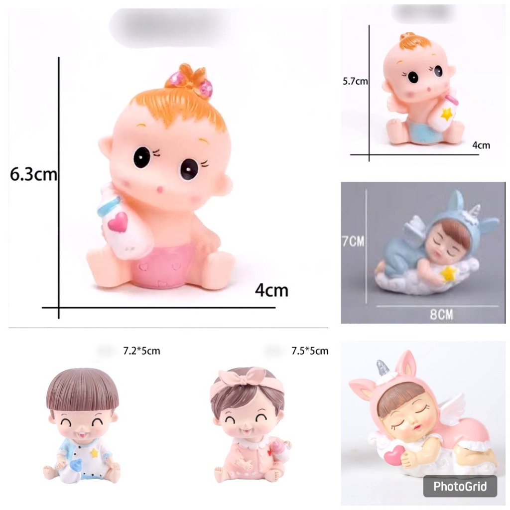 Cake Topper Figure Sleeping Baby Boy dan Girl/ Dekorasi Cake Angel Baby Unicorn/Cake Tema Baby Tidur
