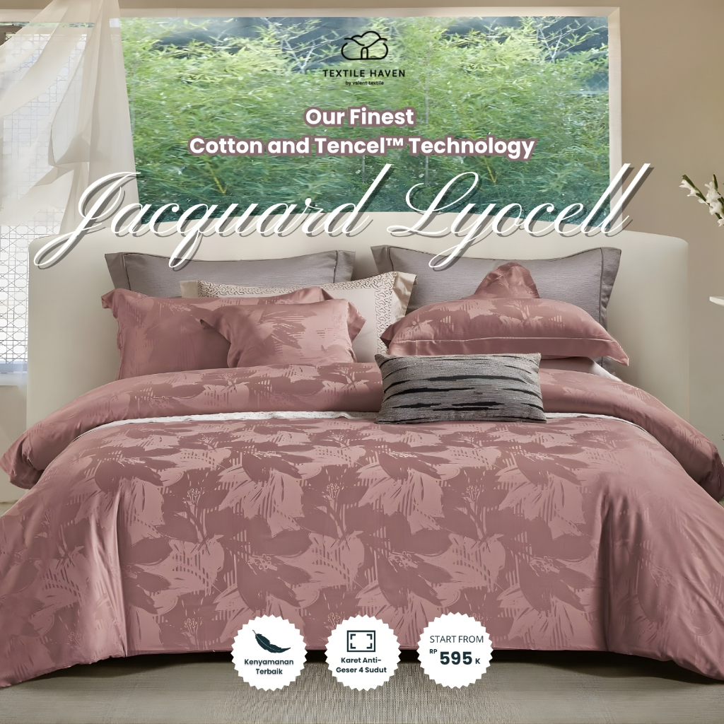 TextileHaven Sprei Set Jacquard Sutra Serat Bamboo Original 80s | Sprei KingKoil Sutra Emboss tinggi