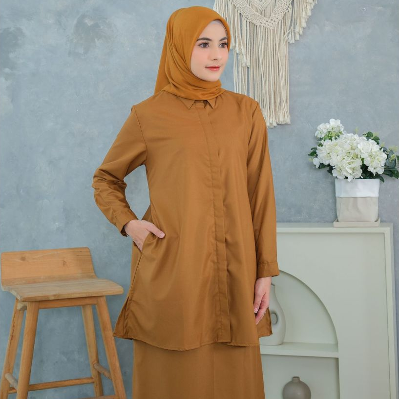 Seragam Kerja Maharani Series Setelan Tunik Pemda Wanita Guru PNS  Baju Kancing Formal