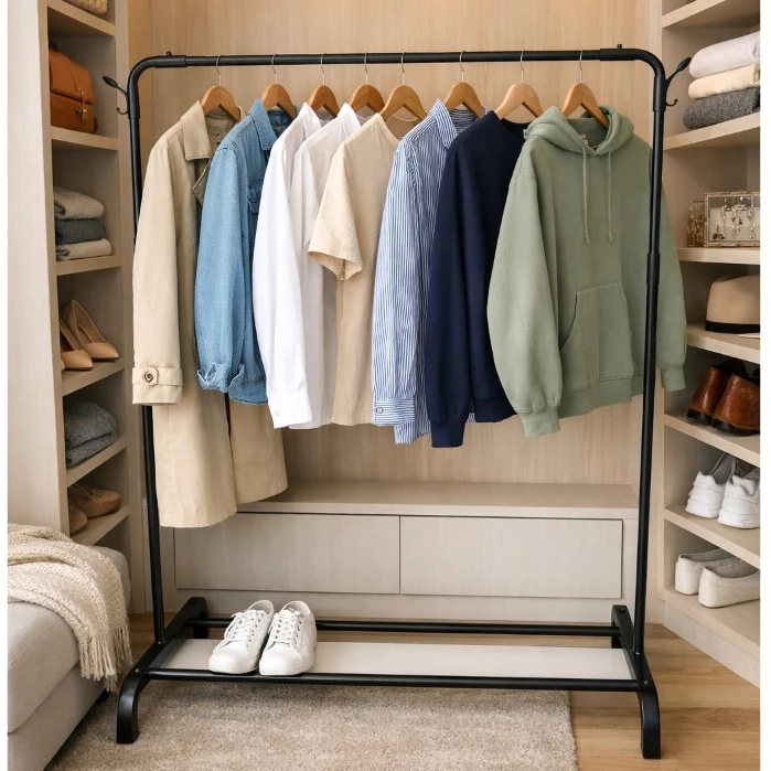 Rak gantung baju minimalis stand hanger pakaian - Rak baju besi - Rak gantung pakaian multifungsi