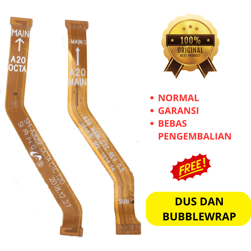 Flexible board dan lcd hp Samsung A20 - asli ori copotan cabutan bawaan