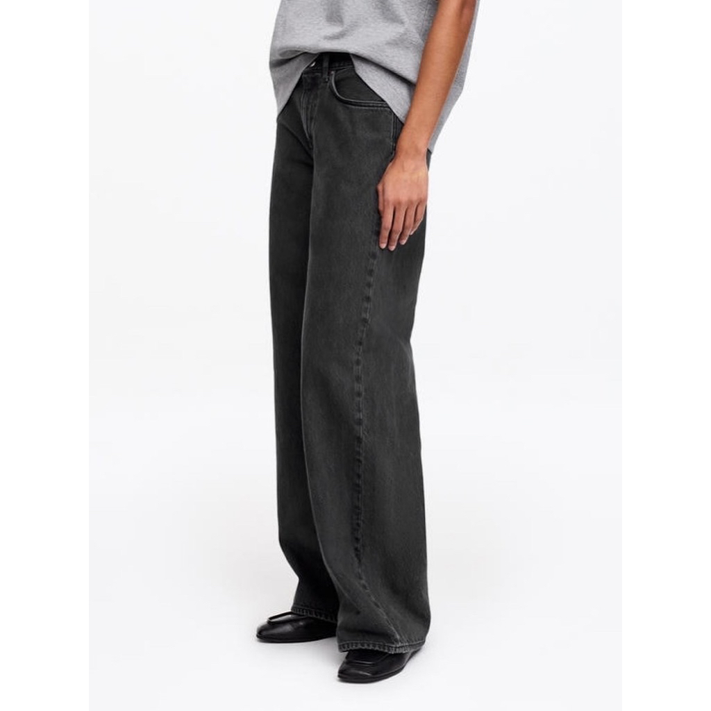 arket cloud wideleg loose denim pant- washed blackgrey