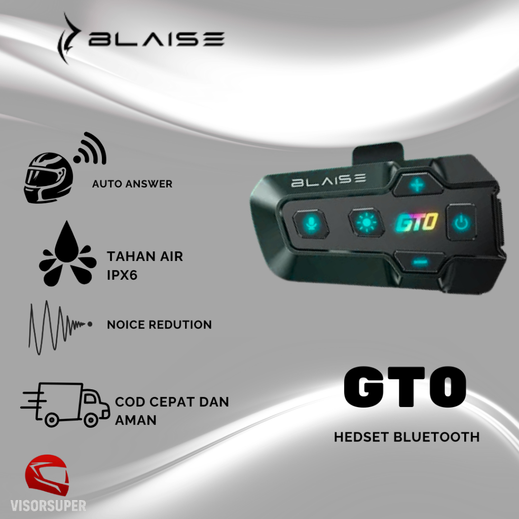 BLAISE GT0 Headset Helm Bluetooth Headset Mic Hard Mic dan Soft Mic Headset Bluetooth Helm Motor