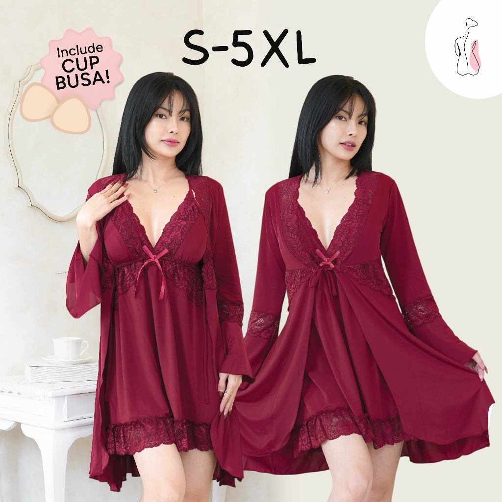 Bella dengan Cup S-5XL Sleepwear Kimono dan Dress Jumbo Wainodshop