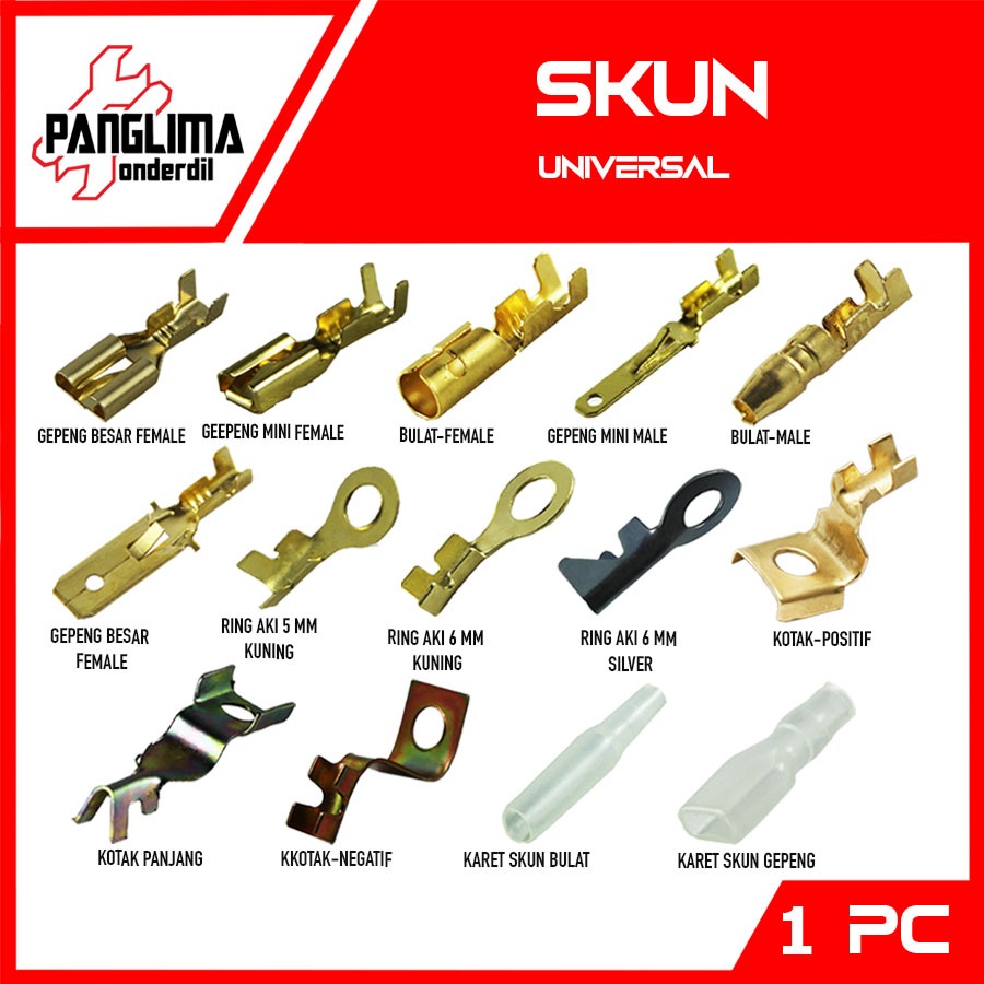 GROSIR Panglima Onderdil Skun Universal Cable Kuningan Cewe Sekun Kecil Terminal Kable Kabel Gepeng 