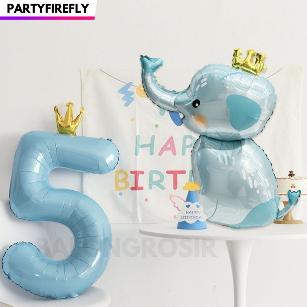 Balon Foil JUMBO Baby Shower / Whale Elephant Crown / Balon Udara / Hot Air Balloon / Ikan Paus Gaja