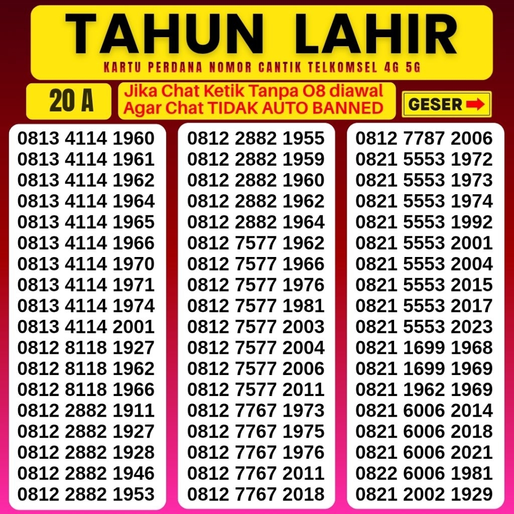 Nomor Cantik Simpati Telkomsel 4G 5G Kartu Perdana Telkomsel Simpati Nocan Simpati Nomer Cantik Telk