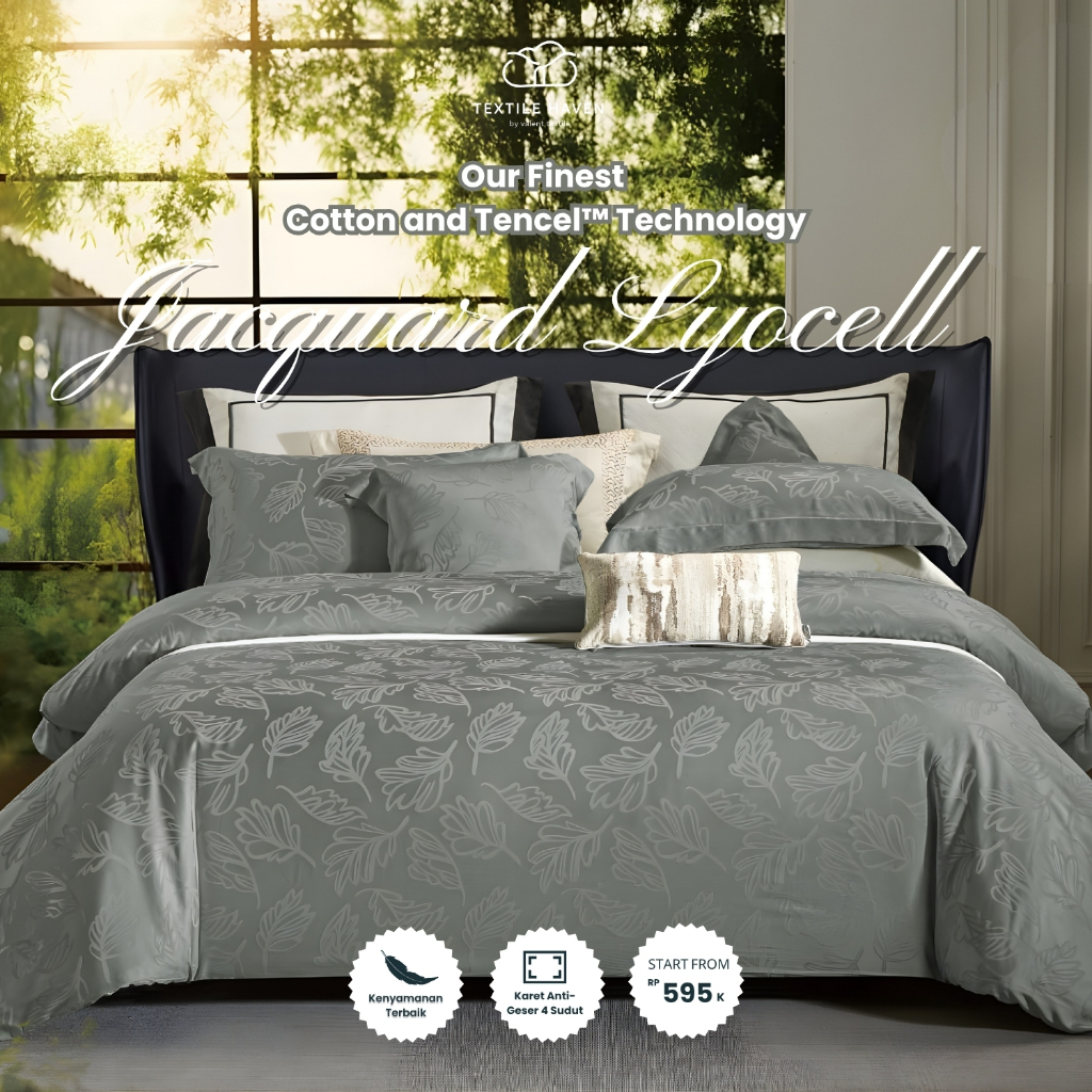 TextileHaven Sprei Set Jacquard Sutra Serat Bamboo Original 80s | Sprei KingKoil Sutra Emboss tinggi