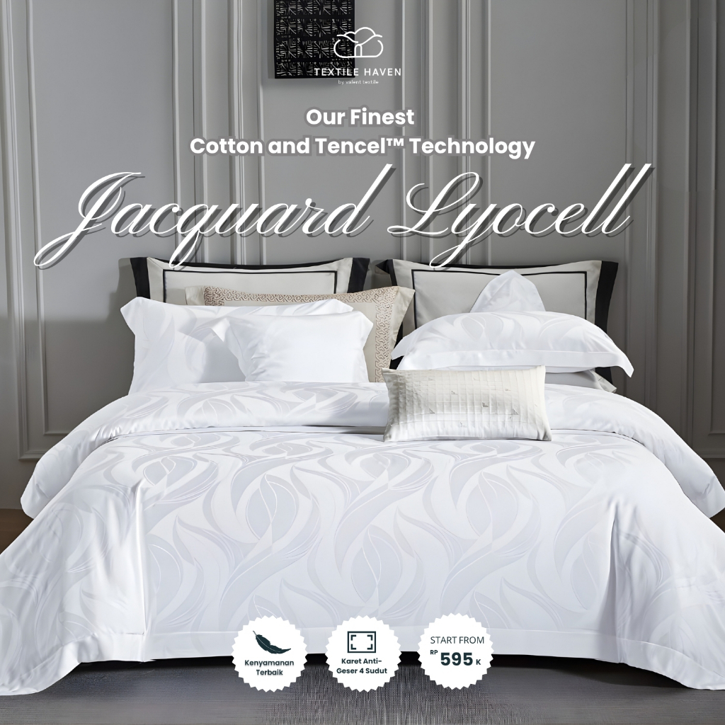 TextileHaven Sprei Set Jacquard Sutra Serat Bamboo Original 80s | Sprei KingKoil Sutra Emboss tinggi