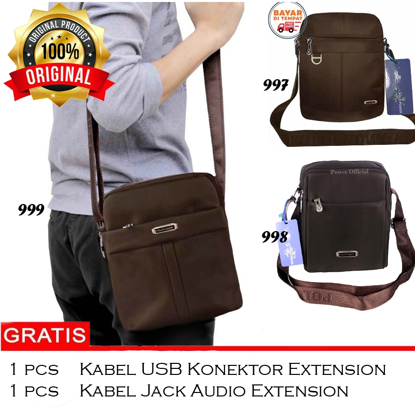Polo Power - Tas Pria Tas Selempang Import Dual USB Tas Slempang Polo Ori Crossbody POWER OFFICIAL