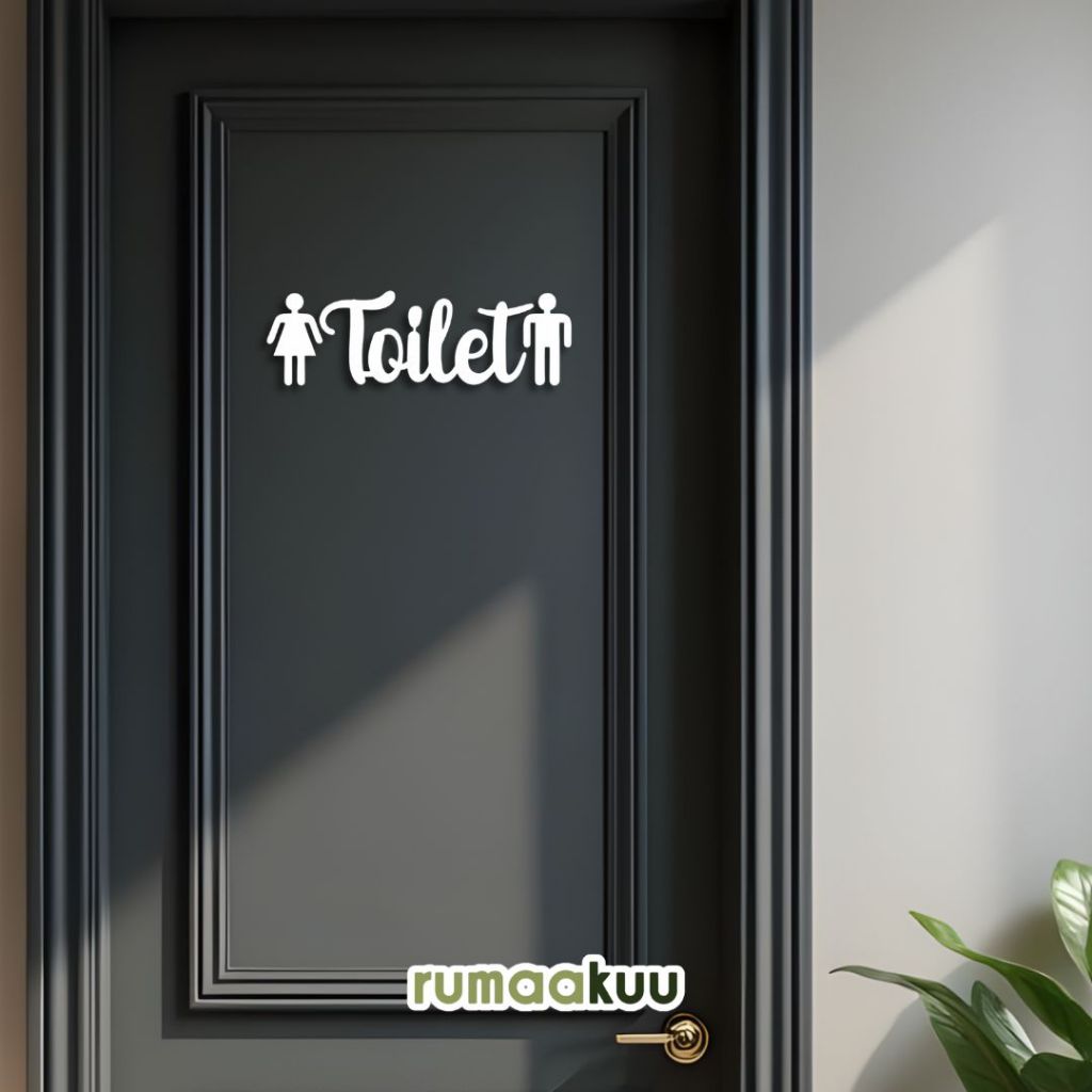 Rumaakuu Sign Toilet | Dekorasi Pintu Kamar Mandi Tulisan Toilet Plywood 5mm