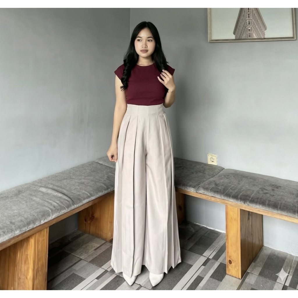 Celana Wanita Highwaist / kulot Palazzo Highwaist Wanita / Celana Panjang Wanita Kulot Highwaist
